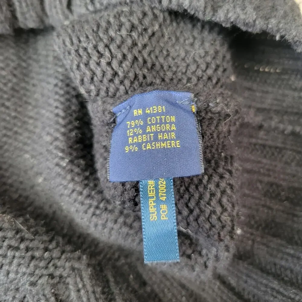Polo Ralph Lauren Nordic Fair Isle 1/4 Zip Turtleneck Sweater Angora Mens Small